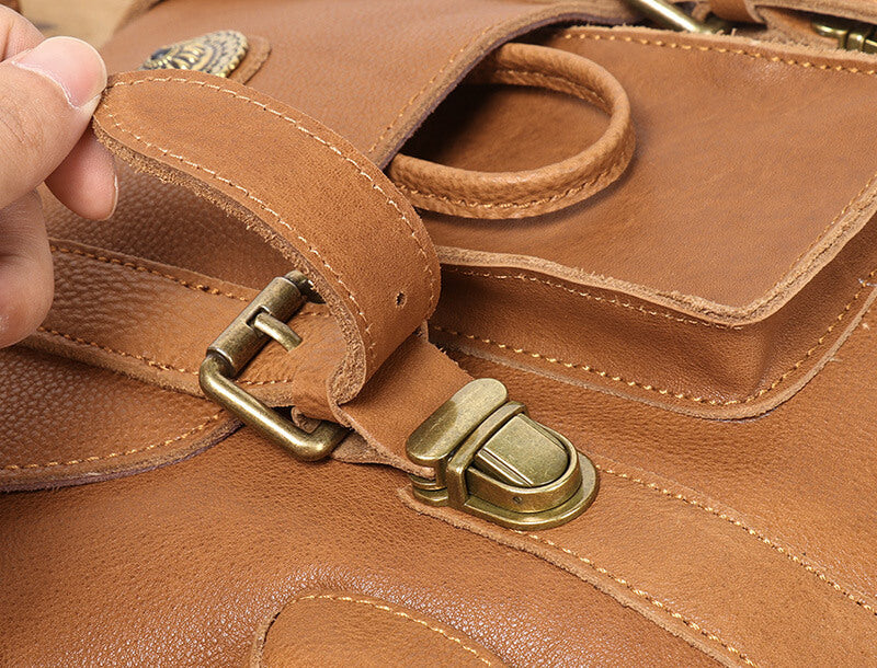 Herren Rucksack Leder Vintage mit Laptopfach für Reisen und Alltag Lederrucksack Männer