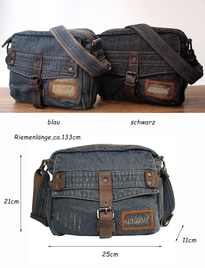 Herren Umhängetasche Jeans Denim Messenger Tasche