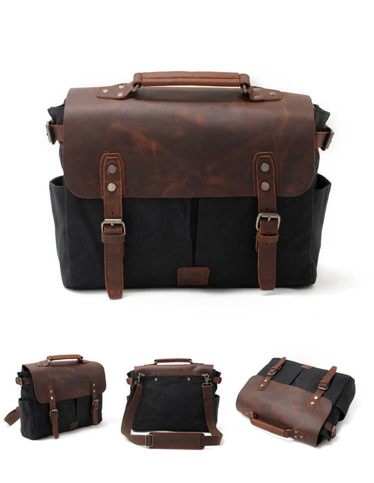 umhängetasche herren canvas leder