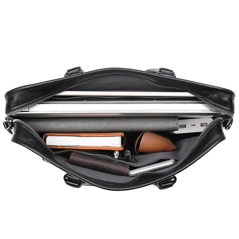 Herrenhandtasche schwarze klassische Aktentasche Business Herren aus Leder