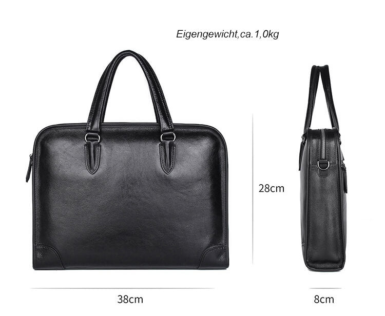 Herrenhandtasche schwarze klassische Aktentasche Business Herren aus Leder