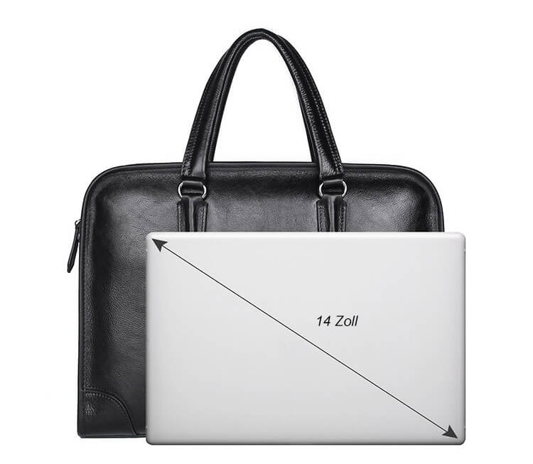 Herrenhandtasche schwarze klassische Aktentasche Business Herren aus Leder