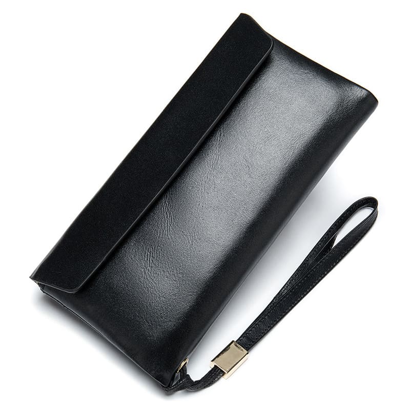 Hochwertige Geldbörse Leder für Damen Portemonnaie Clutch mit Handschlaufe