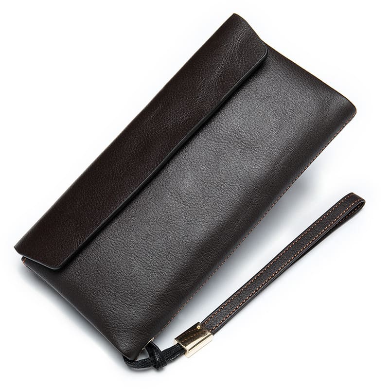 Hochwertige Geldbörse Leder für Damen Portemonnaie Clutch mit Handschlaufe