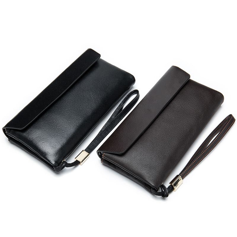 Hochwertige Geldbörse Leder für Damen Portemonnaie Clutch mit Handschlaufe