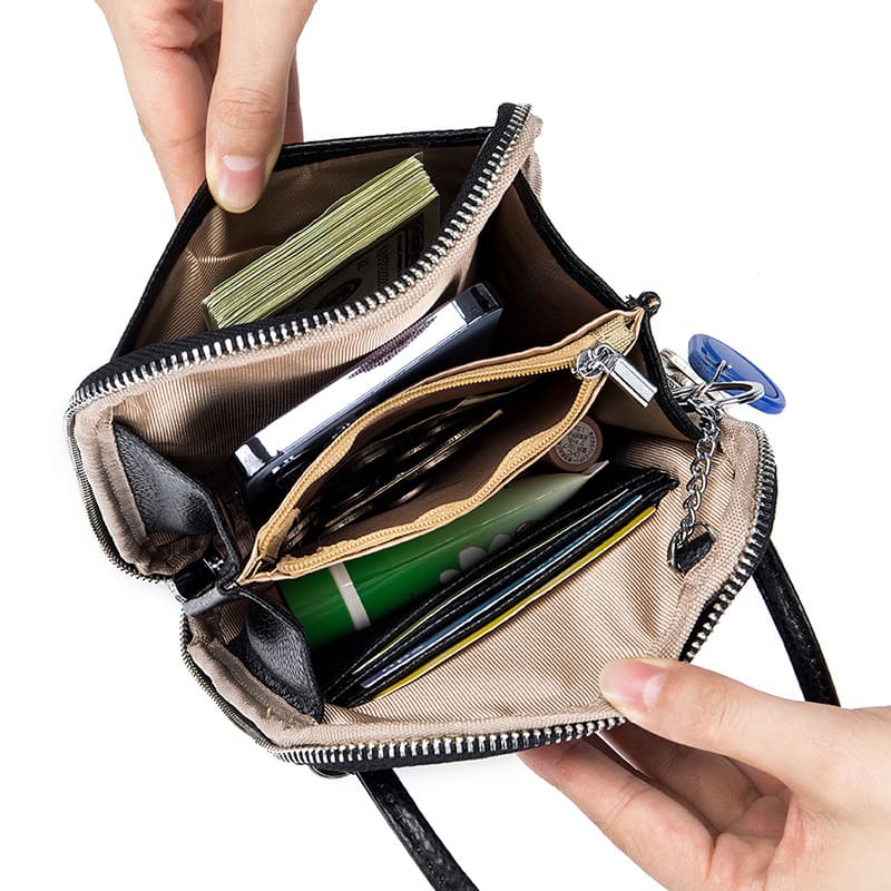 Kleine Umhängetasche Damen aus Leder Handytasche zum Umhängen