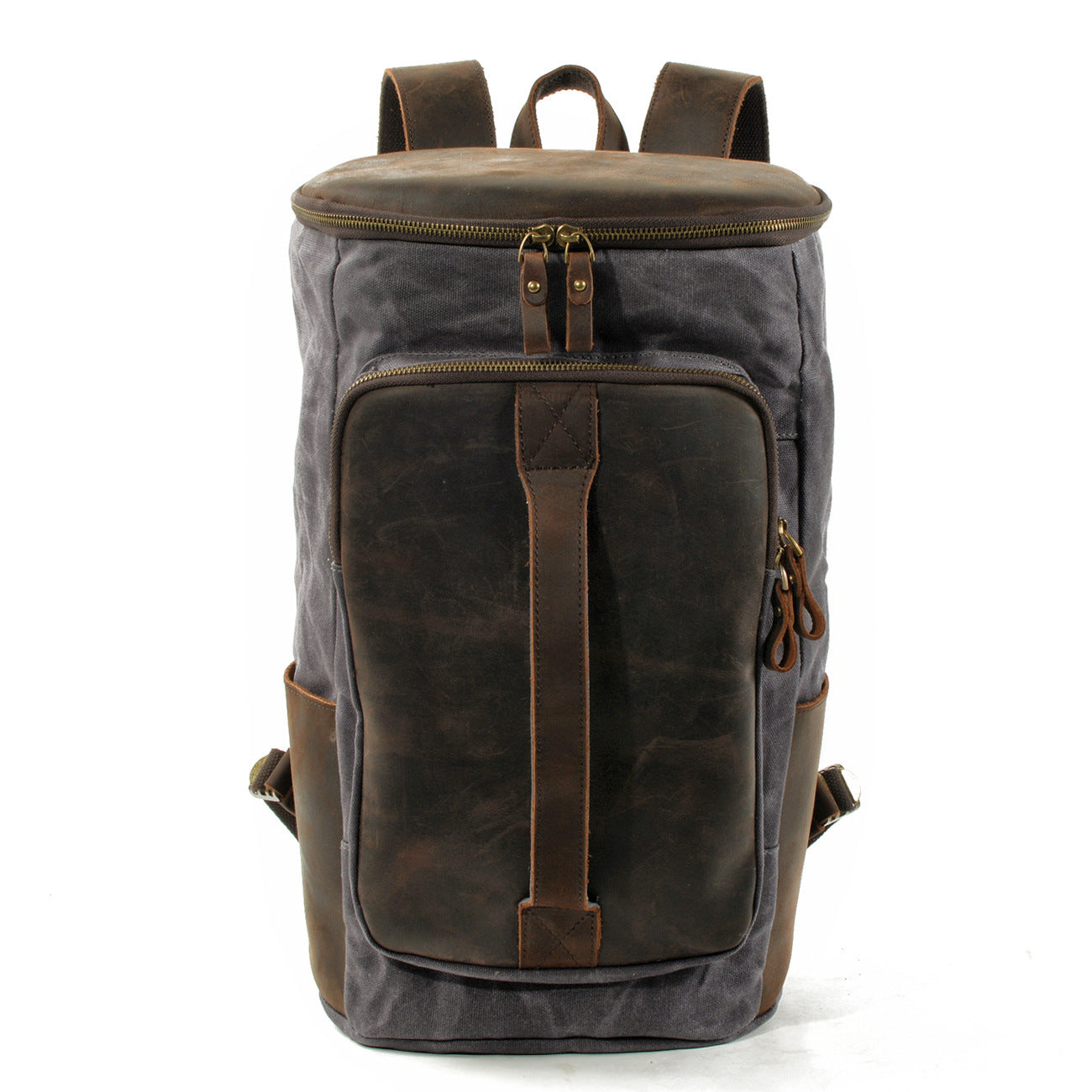 Rucksack Herren gewachstes Canvas und Leder Vintage Reiserucksack