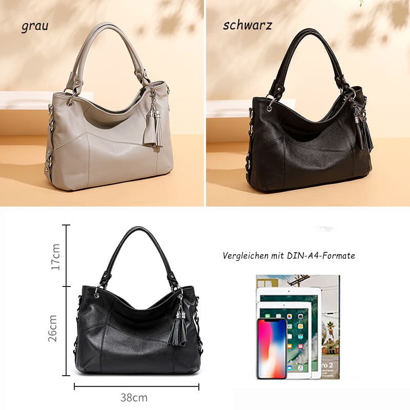 Leder Handtasche Damen Umhängetasche Schultertasche elegant mittelgroß