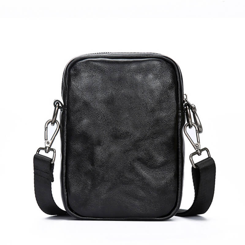 Leder Handytasche kleine Umhängetasche Herren schwarz