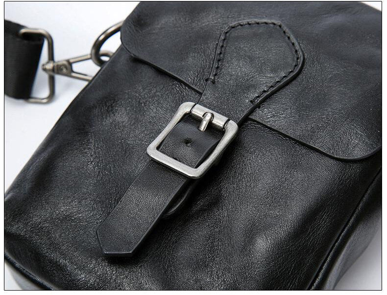 Leder Handytasche kleine Umhängetasche Herren schwarz