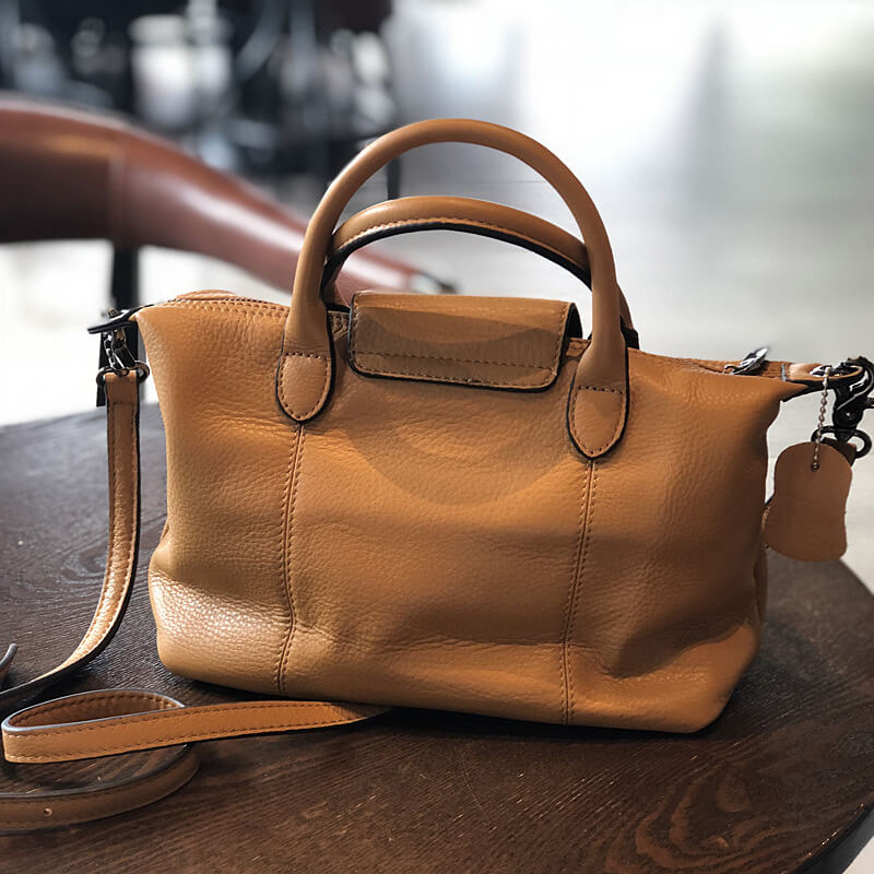 Leder Umhängetasche Damen mit Henkel kleine Handtasche modern