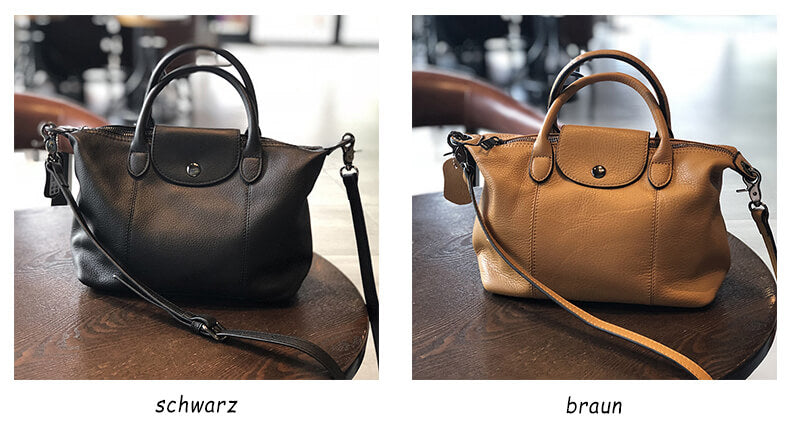 Leder Umhängetasche Damen mit Henkel kleine Handtasche modern