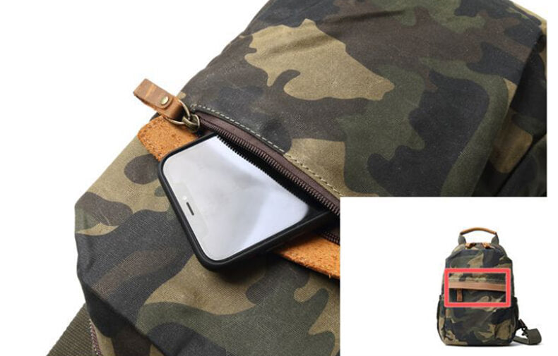 Camouflage Brustbeutel für Herren gewachstes Canvas Brusttasche Rucksack mit 1 Gurt