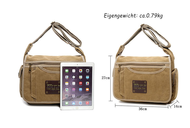 Umhängetasche Herren Canvas Schultertasche für Uni und Reisen