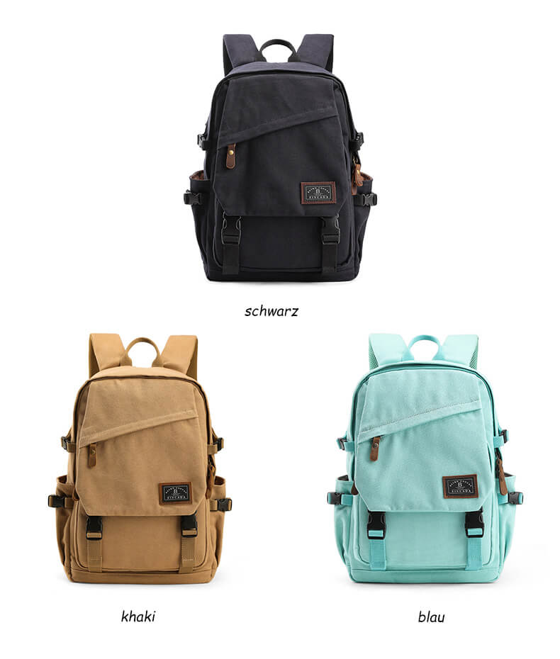 Retro Rucksack Herren Reiserucksack aus Canvas mit Laptopfach für Uni