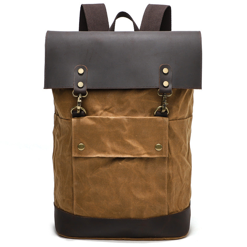 Herren Reiserucksack aus gewachstem Canvas mit Laptopfach Tagesrucksack Wandern