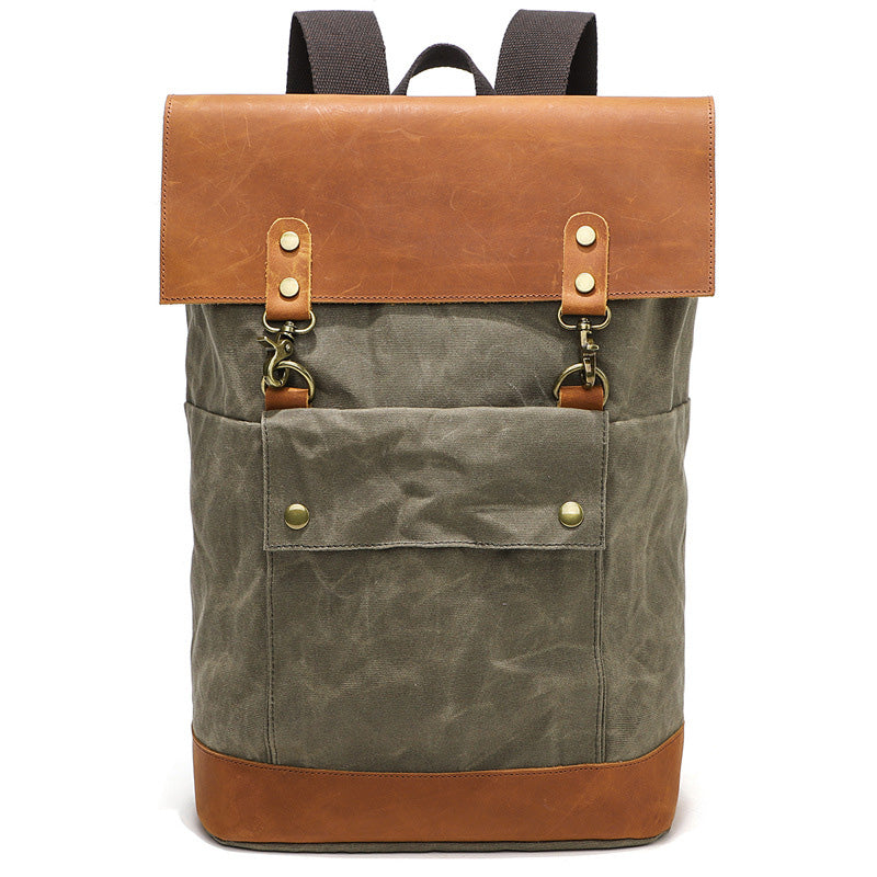 Herren Reiserucksack aus gewachstem Canvas mit Laptopfach Tagesrucksack Wandern