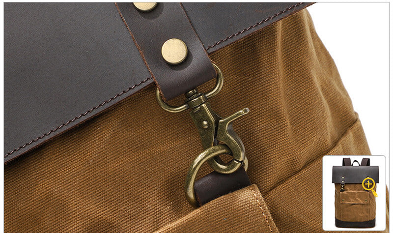 Herren Reiserucksack aus gewachstem Canvas mit Laptopfach Tagesrucksack Wandern