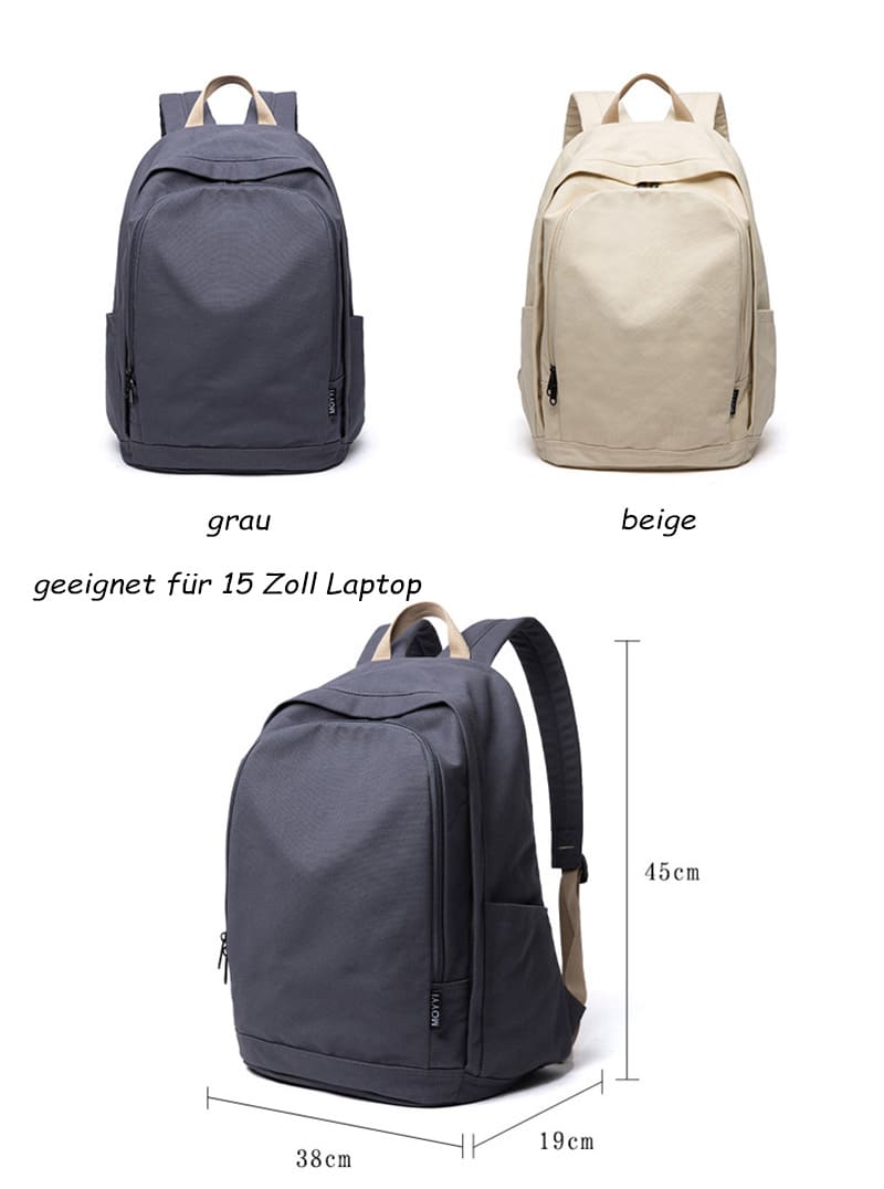 großer Rucksack Herren Canvas für Uni und Reisen mit Laptopfach