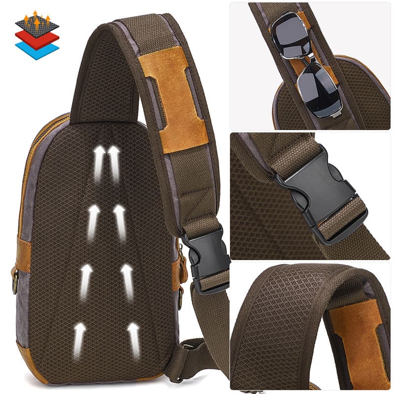 Männer Brusttasche gewachstes Canvas klein Brustbeutel Herren 4 Farben