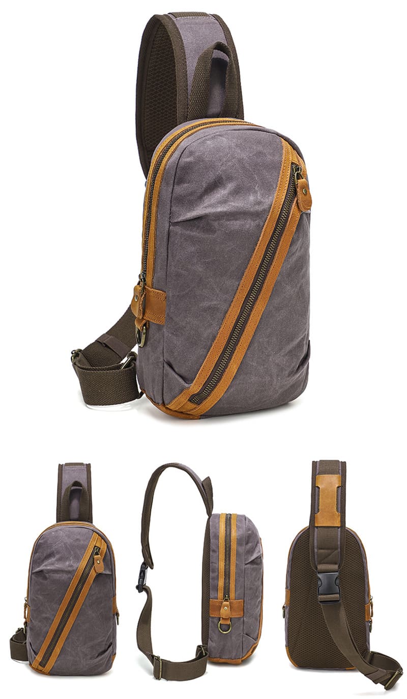 Männer Brusttasche gewachstes Canvas klein Brustbeutel Herren 4 Farben