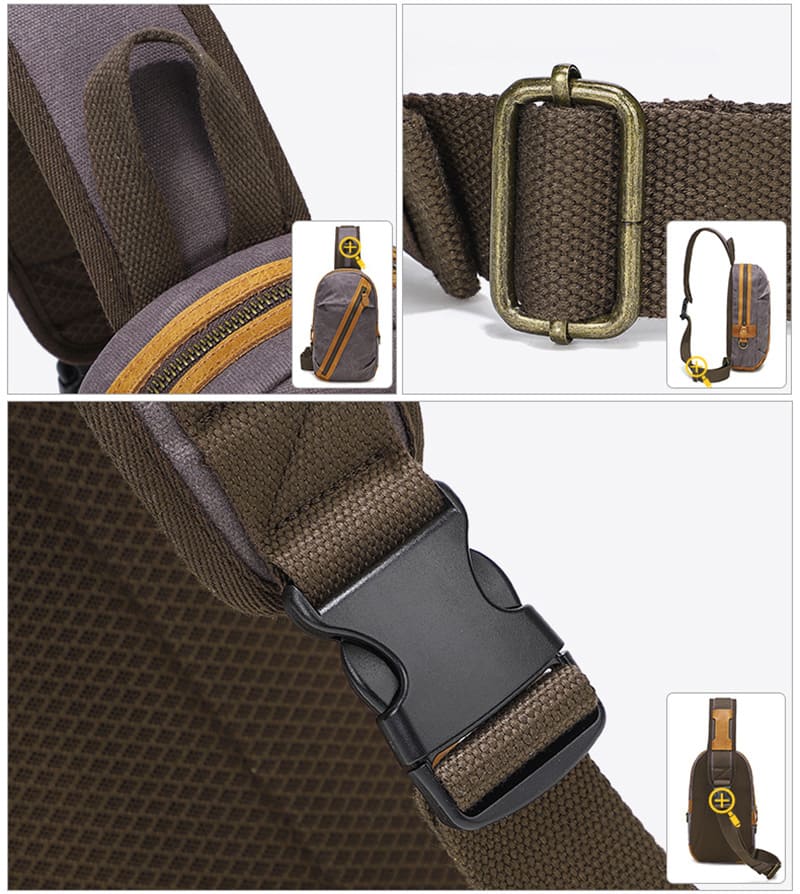 Männer Brusttasche gewachstes Canvas klein Brustbeutel Herren 4 Farben