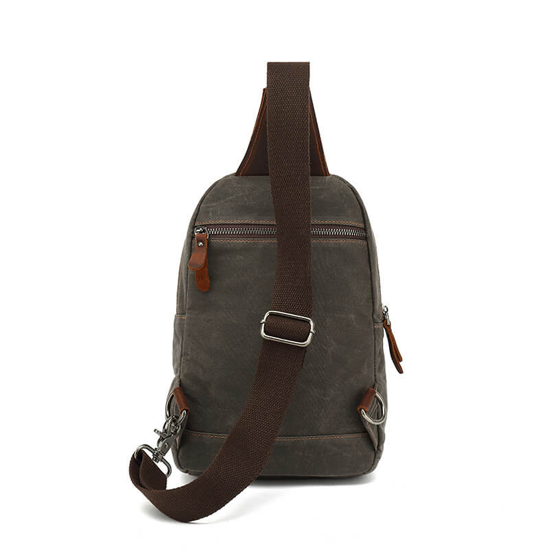 Männer Brusttasche gewachstes Canvas wasserdichter Rucksack Herren 1 gurt