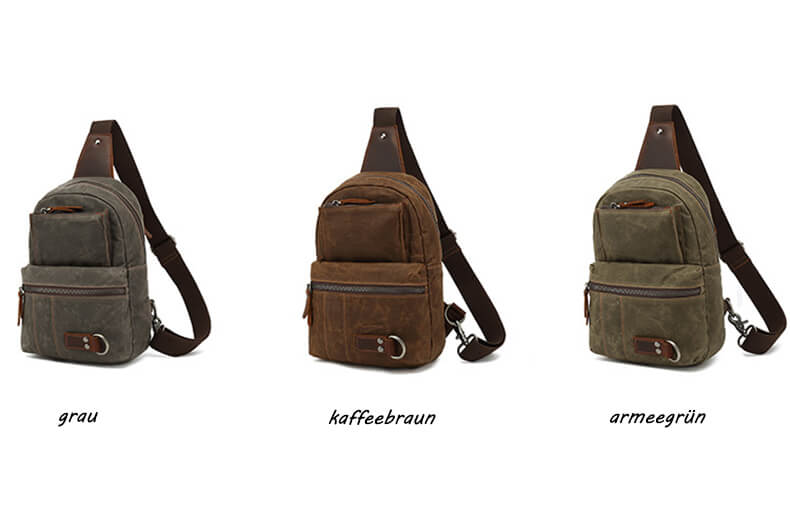 Männer Brusttasche gewachstes Canvas wasserdichter Rucksack Herren 1 gurt