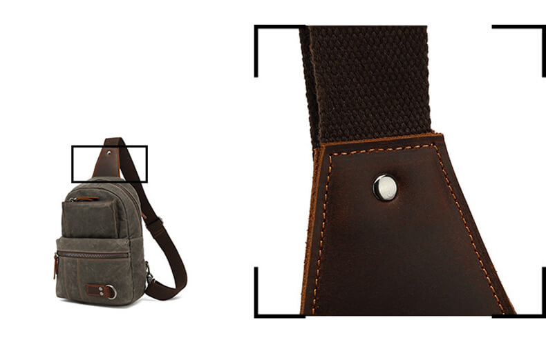 Männer Brusttasche gewachstes Canvas wasserdichter Rucksack Herren 1 gurt