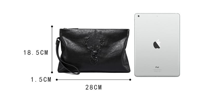 Männer Clutch Handgelenktasche Herren Leder Portemonnaie mit Kartenfächer Hirsch Motiv