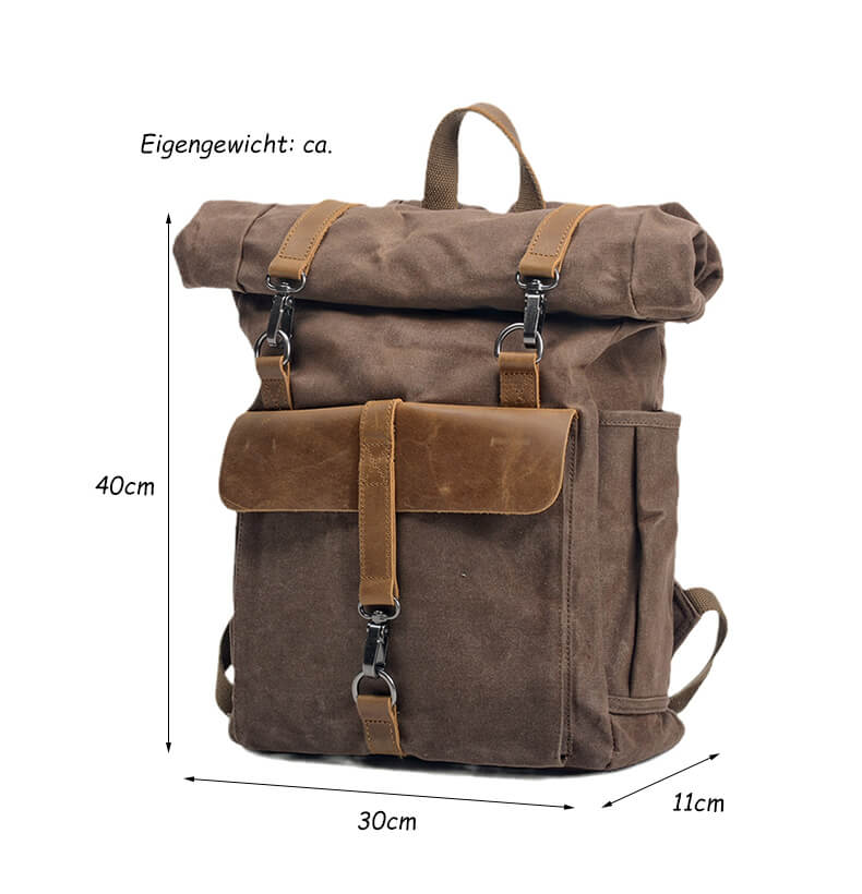 gewachstes Canvas Rucksack Herren Outdoor für Uniund Reisen