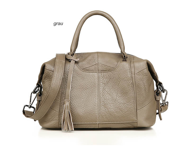 handtasche damen grau leder