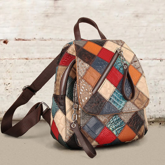 patchwork rucksack leder