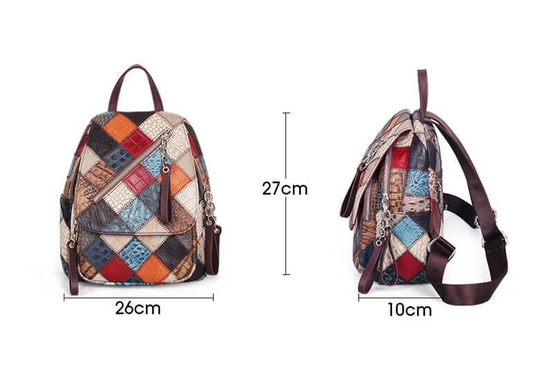 Vintage Patchwork Rucksack Leder Damen bunt für Alltag