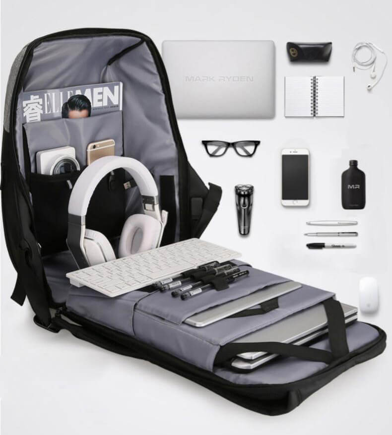 groß wasserdichter Rucksack Herren Businessrucksack mit USB Anschluss Oxford für Arbeit