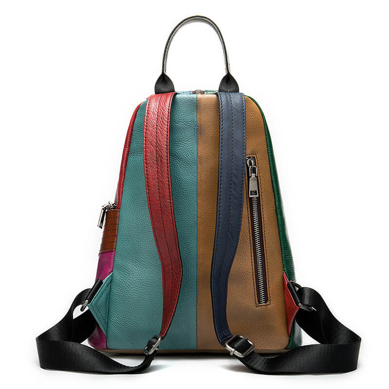 Patchwork Rucksack Leder bunt Damen Cityrucksack Frauen