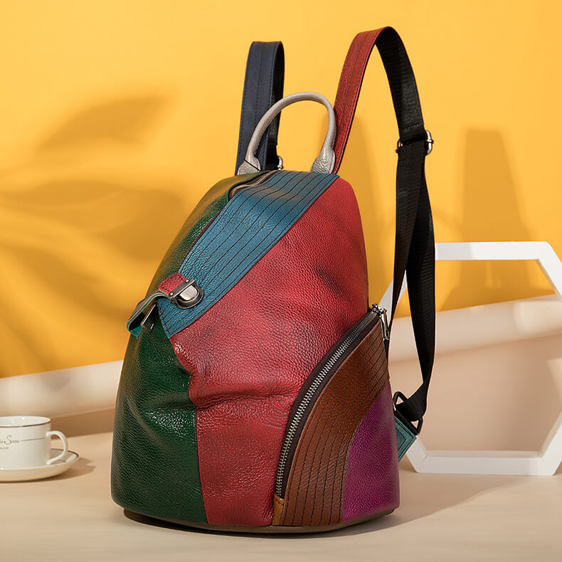 patchwork rucksack leder