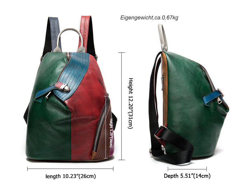 Patchwork Rucksack Leder bunt Damen Cityrucksack Frauen