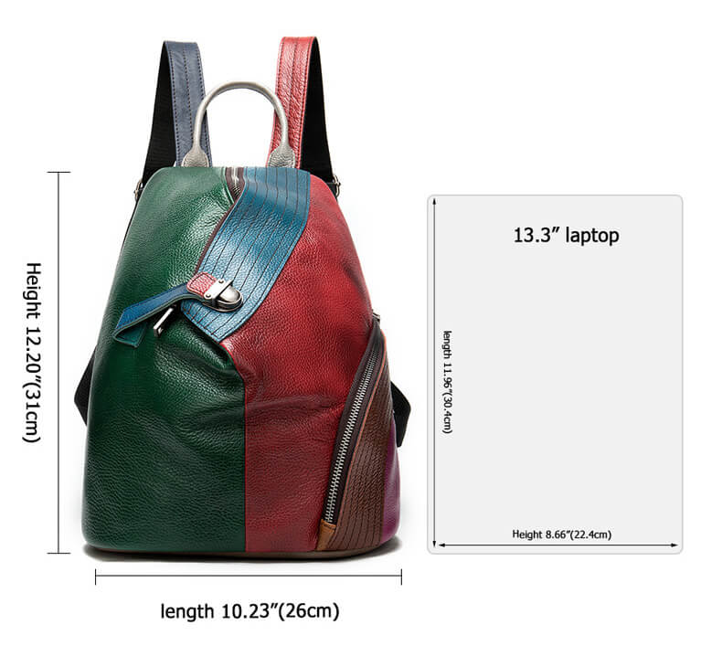 Patchwork Rucksack Leder bunt Damen Cityrucksack Frauen