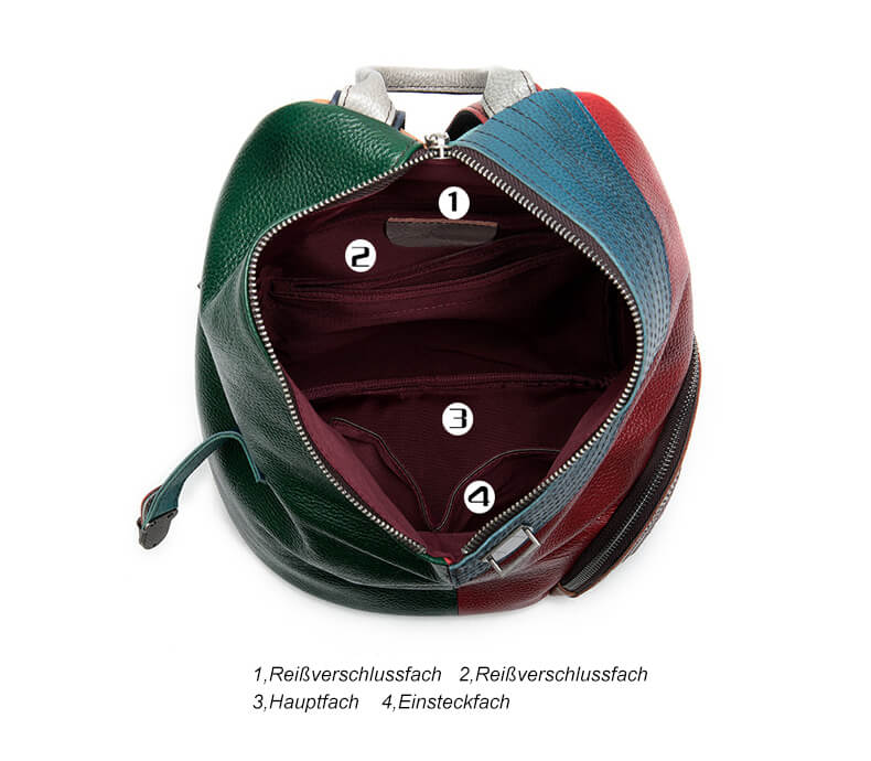 Patchwork Rucksack Leder bunt Damen Cityrucksack Frauen