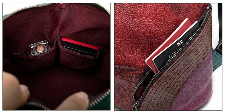 Patchwork Rucksack Leder bunt Damen Cityrucksack Frauen