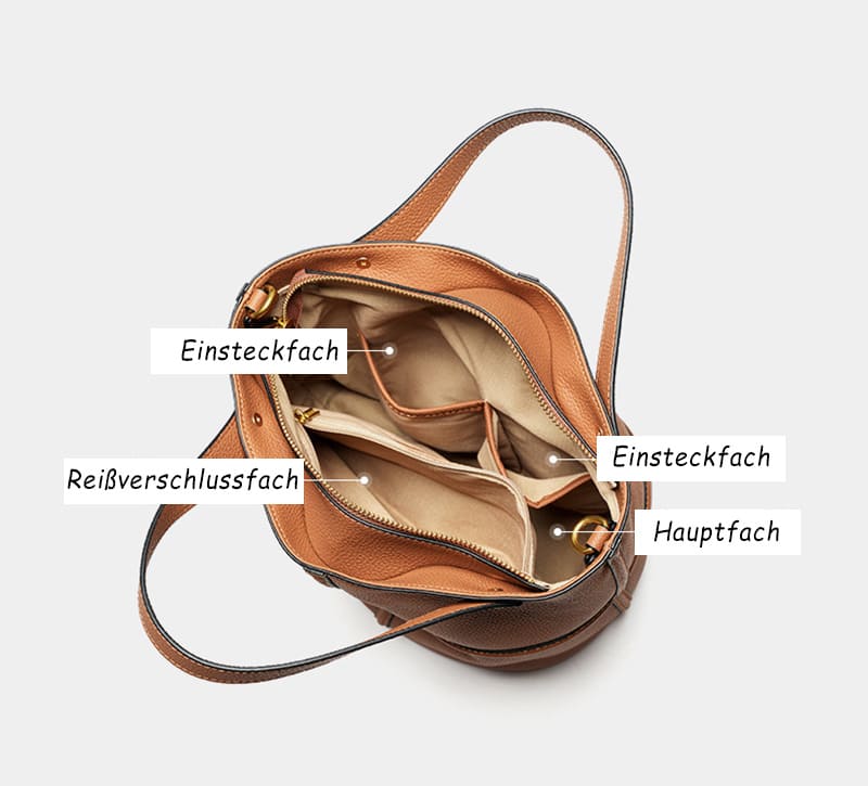 Damen Handtasche Mittelgroß Umhängetasche Leder modern mit Henkel