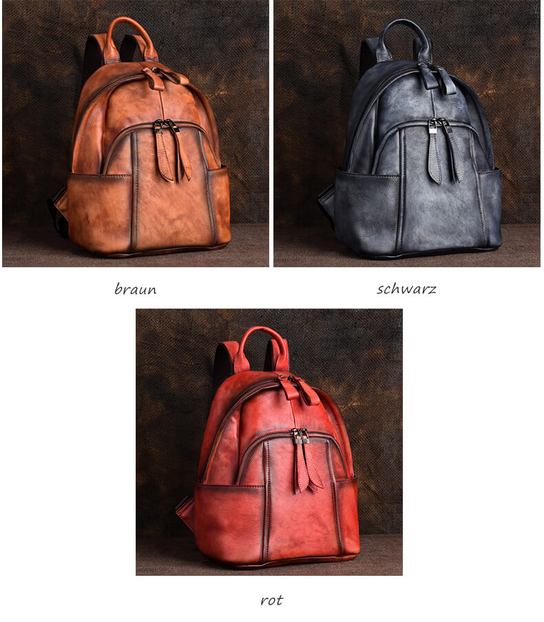 Rucksack aus Leder für Frauen Vintage Lederrucksack Damen