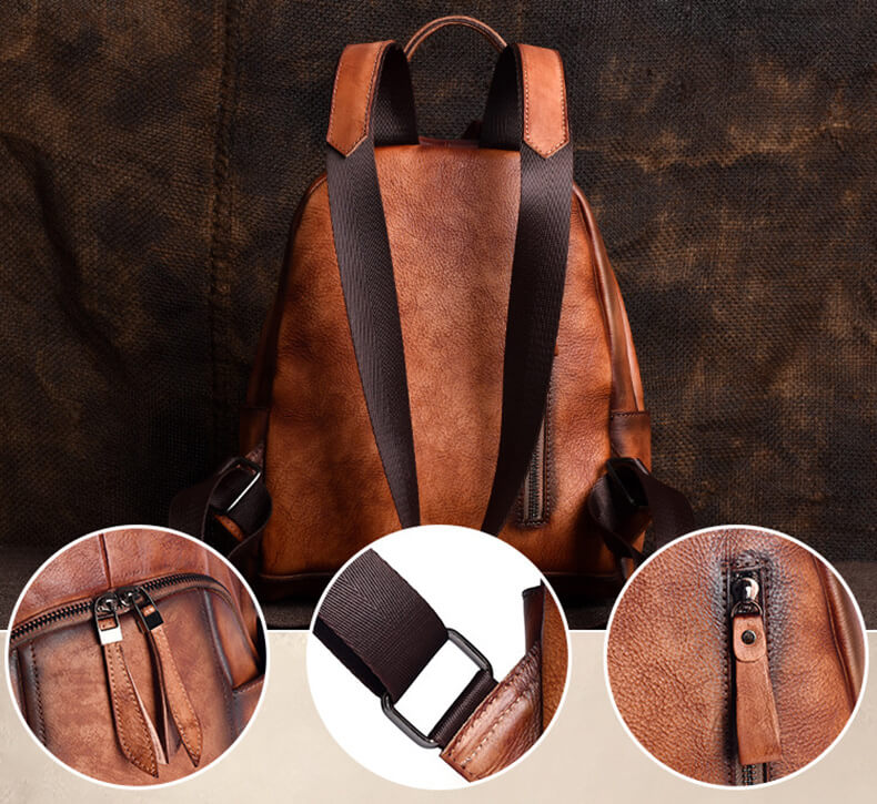 Rucksack aus Leder für Frauen Vintage Lederrucksack Damen