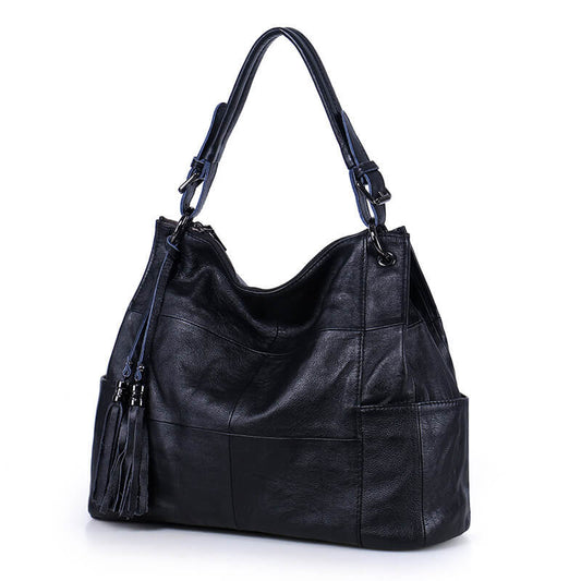 schultertasche damen schwarz leder