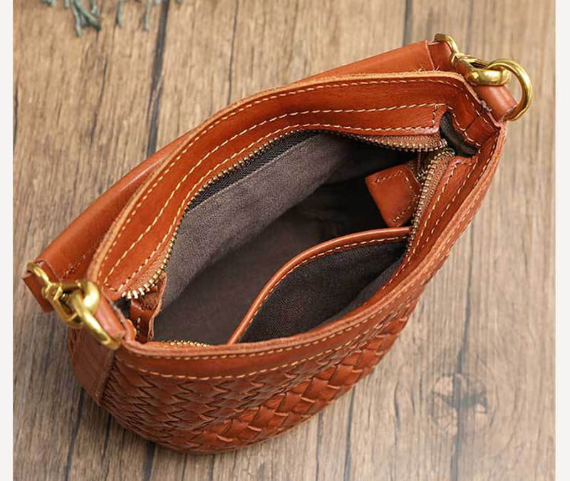 Eimer Tasche kleine Damen Umhängetasche geflochtene leder Ledertasche Handtasche