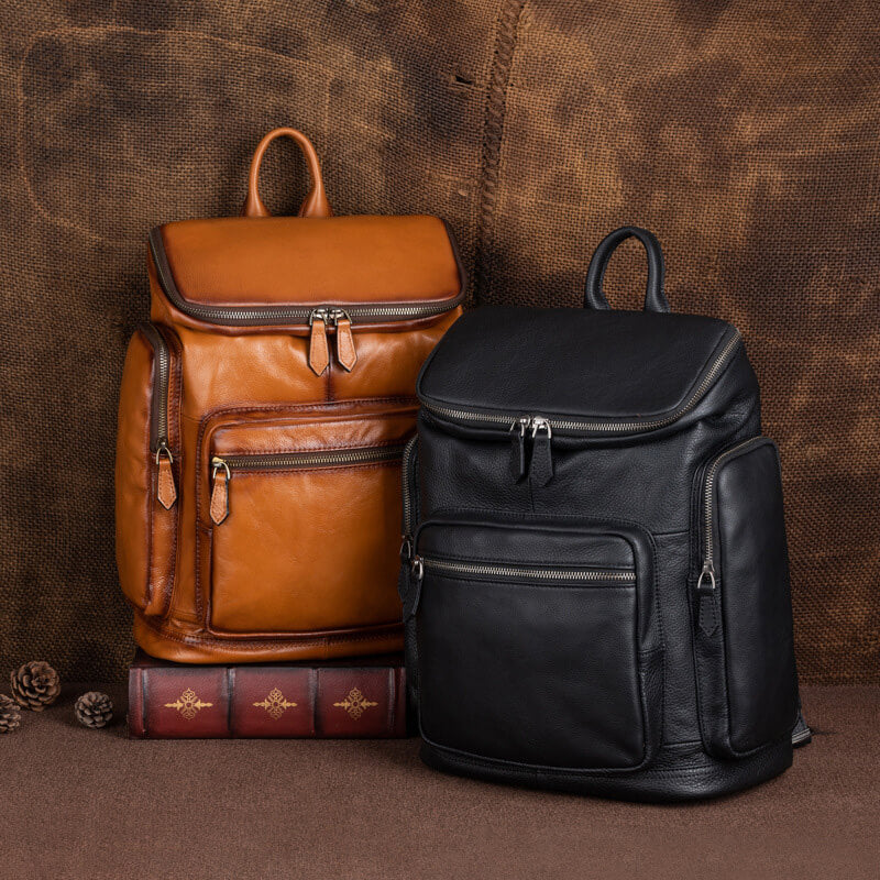 vintage leder rucksack herren