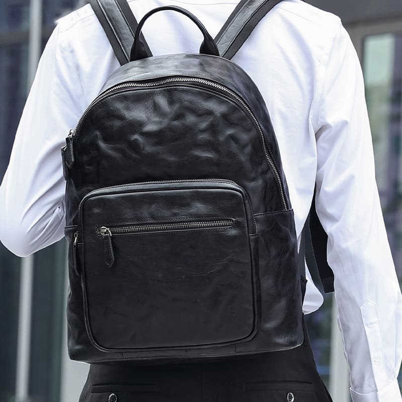  leder rucksack mit laptopfach