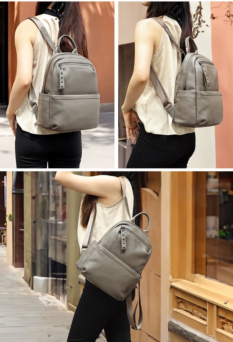 lederrucksack damen grau