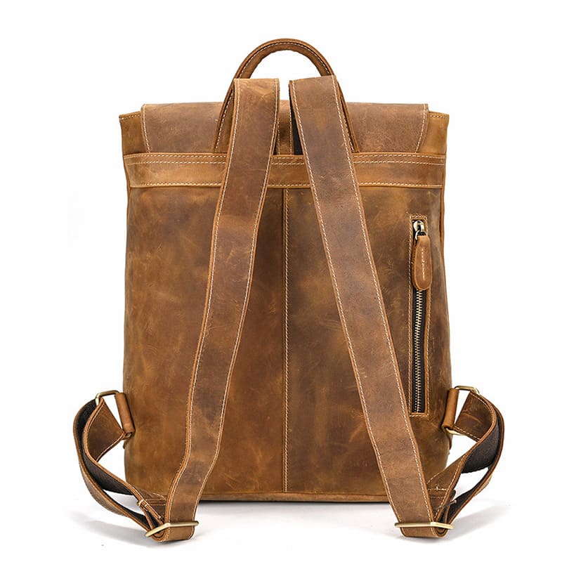 Retro Rucksack aus Leder Herren Vintage mit Laptopfach